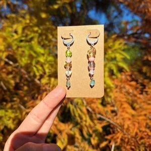Peridot, Pink Opal, Apatite Earrings ~ Artisan Jewelry